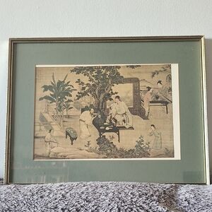 Framed Asian Art Print with Green Mat